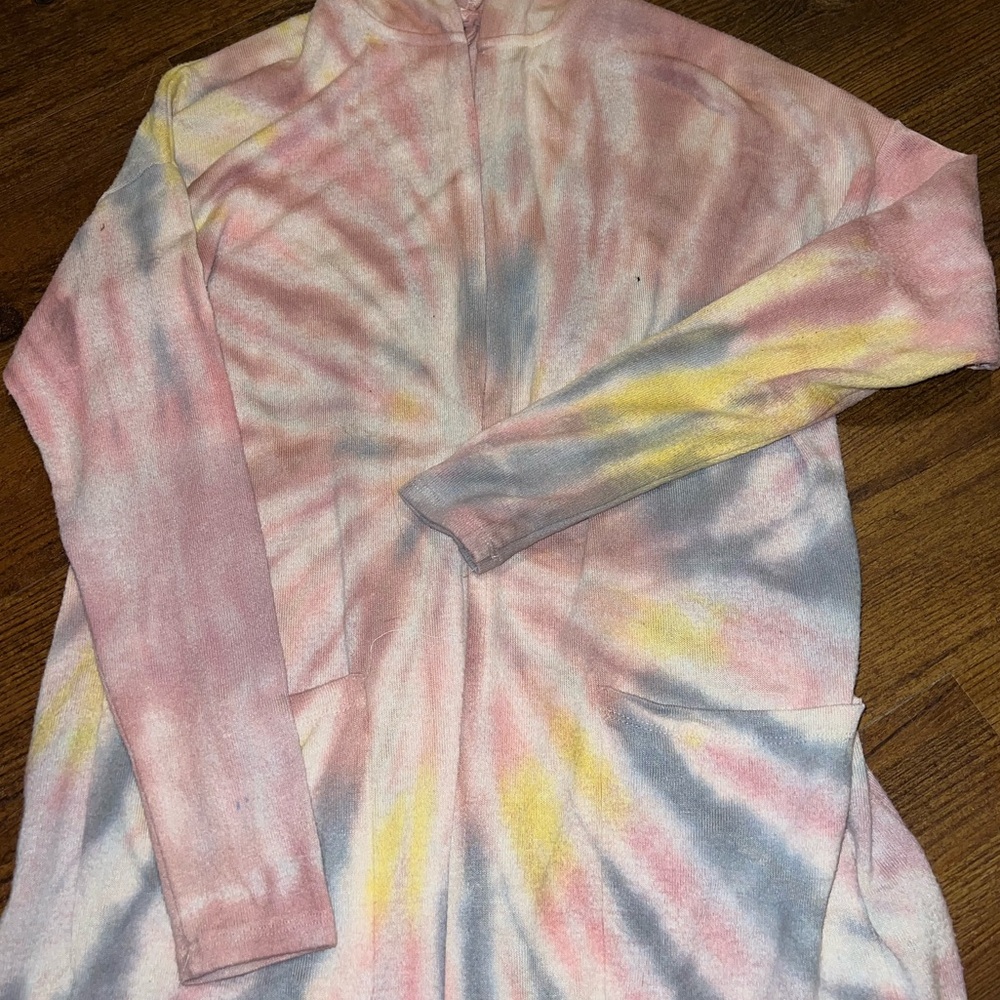 Maurice’s Pink Boho Tie-Dye Hooded Long Sleeve Cardigan With Pockets Size XS - Picture 4 of 12
